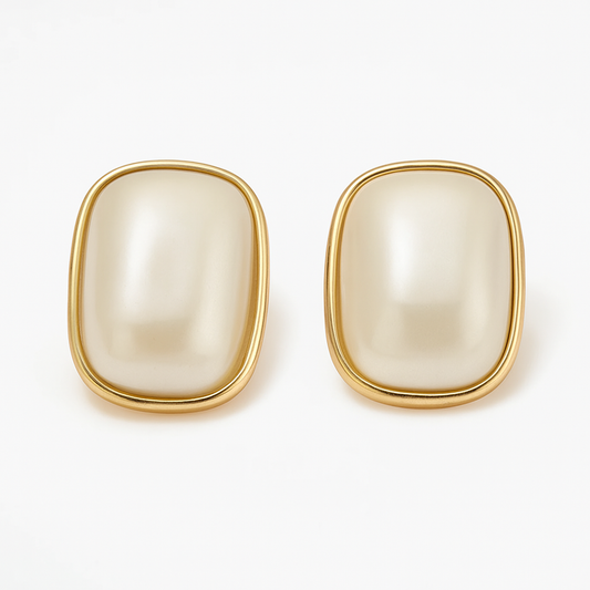 Pearl Geometric Stud Earrings