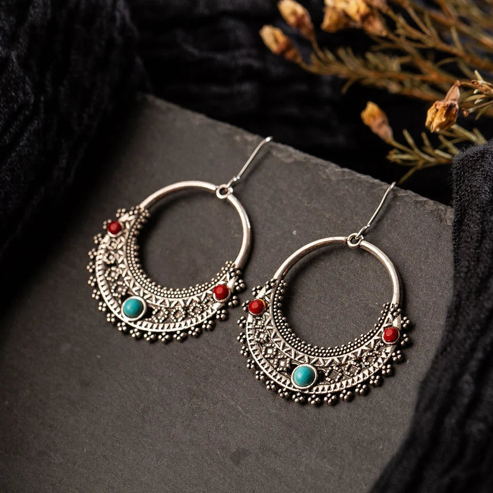 Boho Ethnic Pendant Drop Earrings