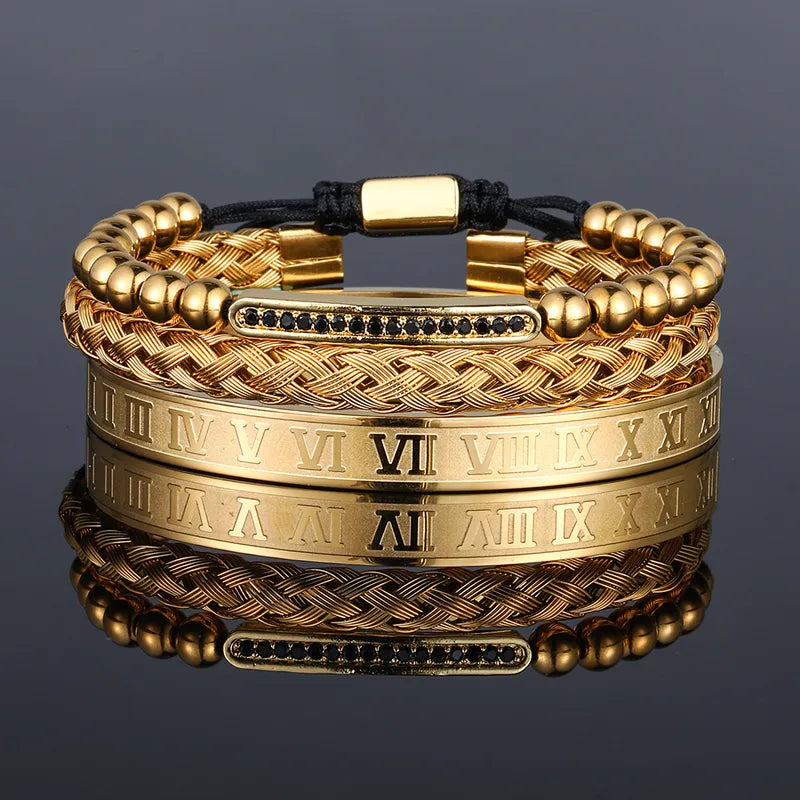 Punk Crown Titanium Beaded Bracelets