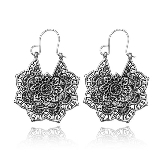 Retro Ethnic Flower Earrings – Vintage-Inspired Elegance