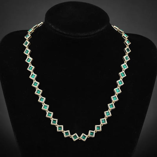 Emerald Cuban Chain Small Square Necklace