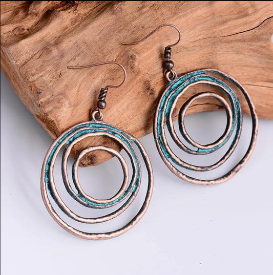 Retro Vintage Carved Round Jhumka Earrings – Bohemian Indian Style