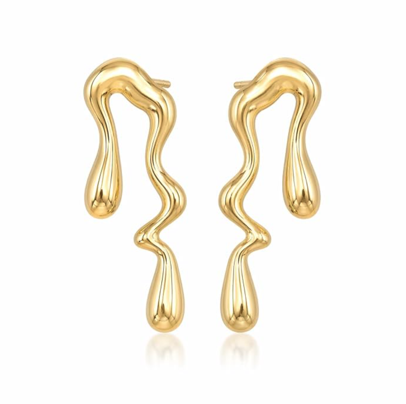 Abstract Wave Gold Drop Earrings