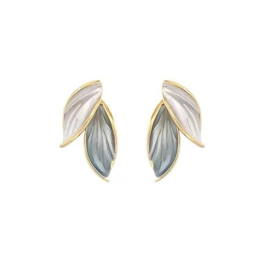 Two-Tone Leaf Design Earrings