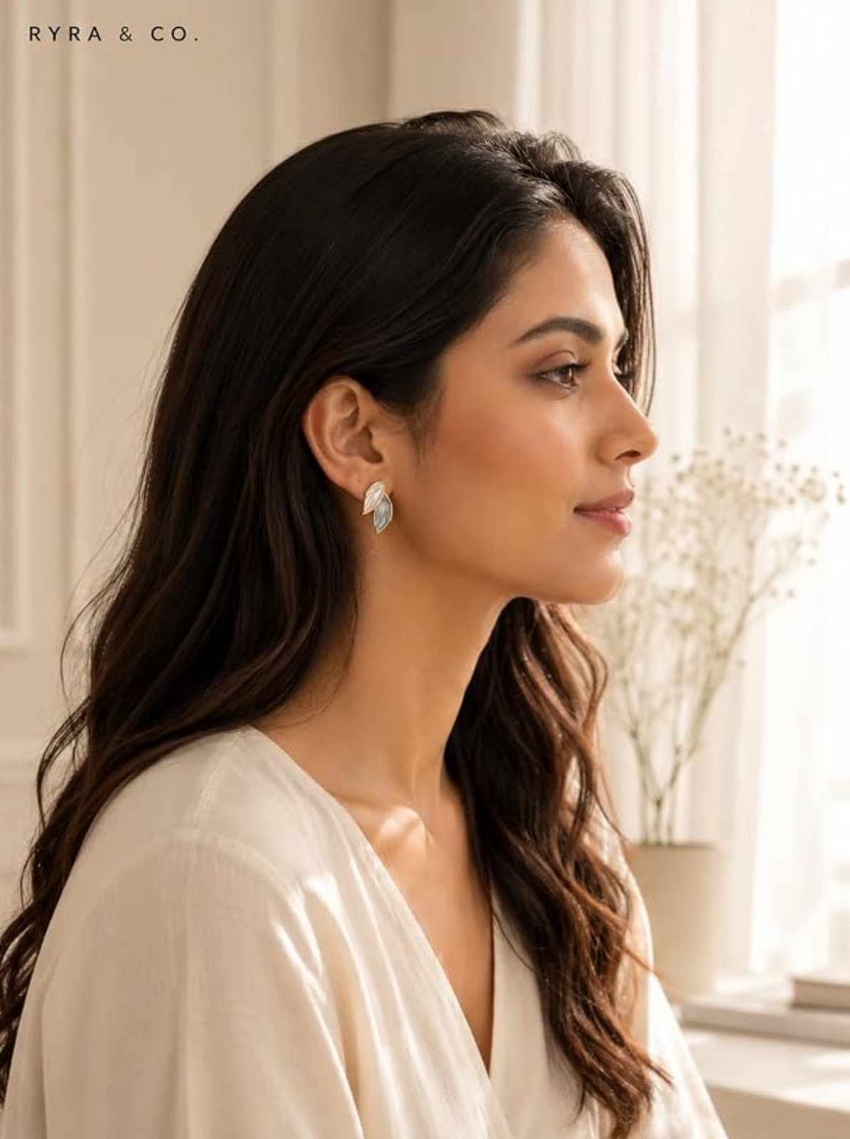 Two-Tone Leaf Design Earrings