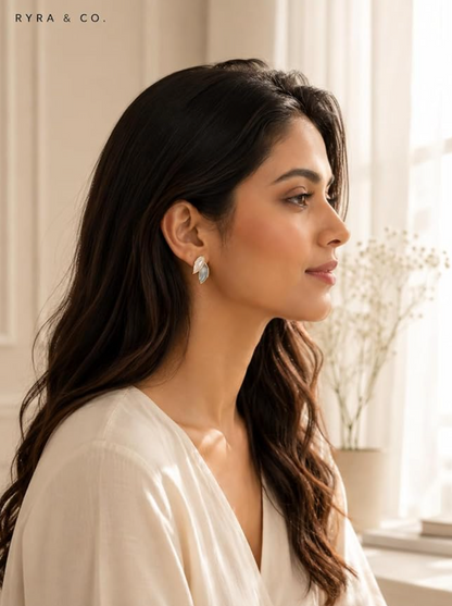 Two-Tone Leaf Design Earrings