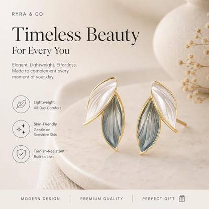Two-Tone Leaf Design Earrings