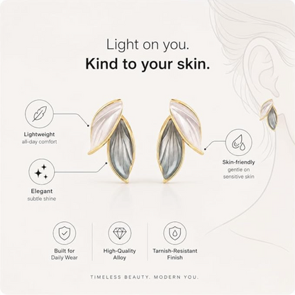 Two-Tone Leaf Design Earrings