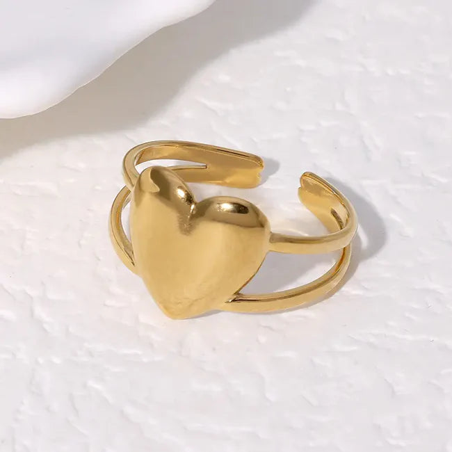 Gold-Plated Solid Heart Ring image 0