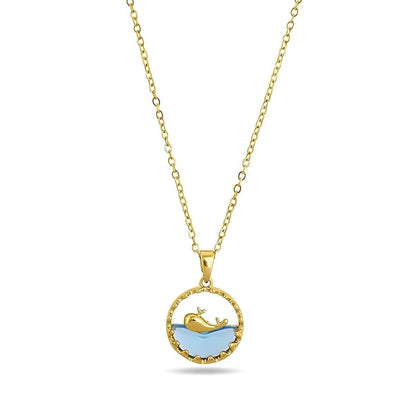 Luxury Blue Crystal Whale Pendant Necklace