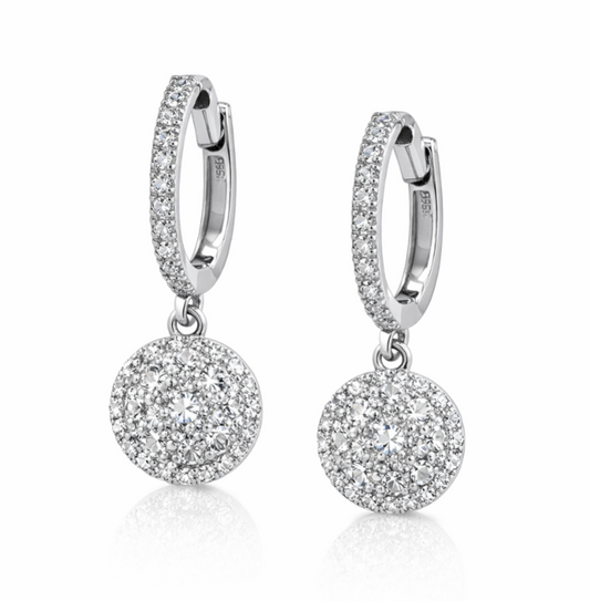 Moonlight Disc – Pave Hoop and Full Disc Drop Earrings