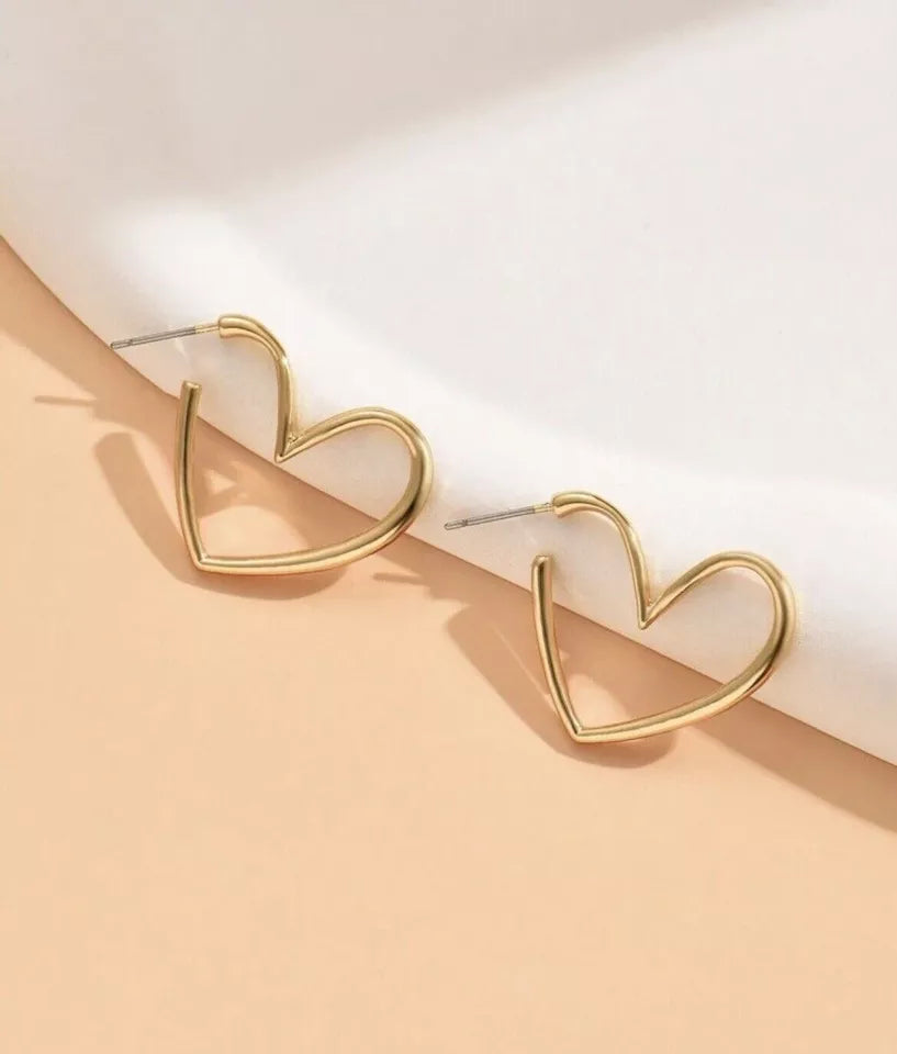 18K Gold Plated Heart Earrings image 0