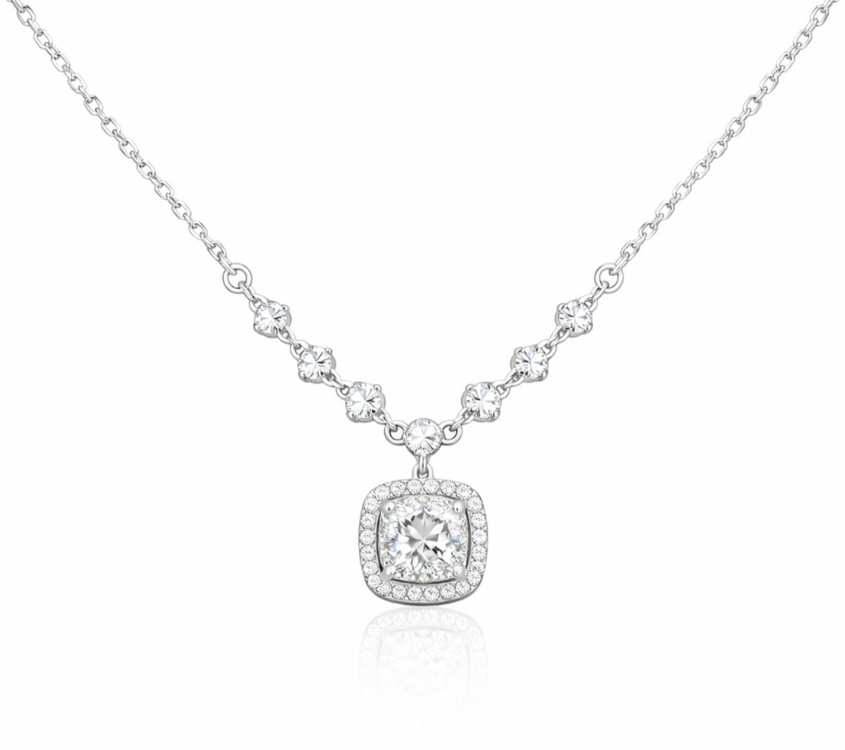 The Duchess – Halo Pendant Necklace with Stationed Chain