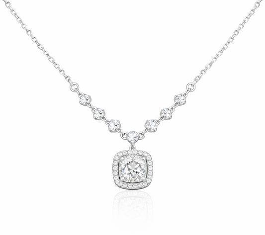 The Duchess – Halo Pendant Necklace with Stationed Chain