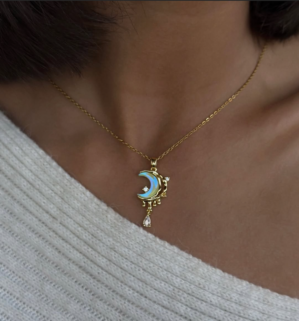 Blue Half-Moon Charm Pendant image 1