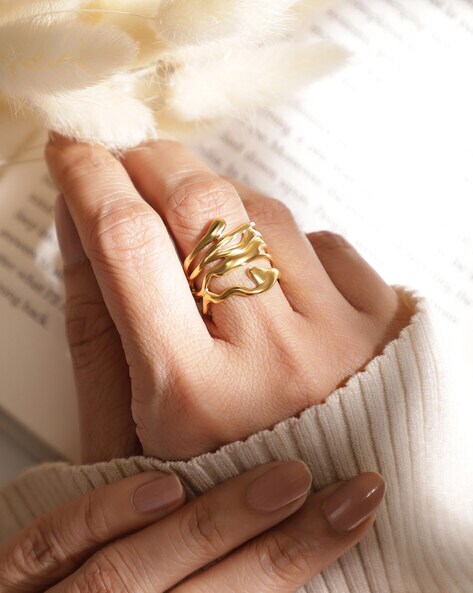 Melted Lines Statement Ring image 0