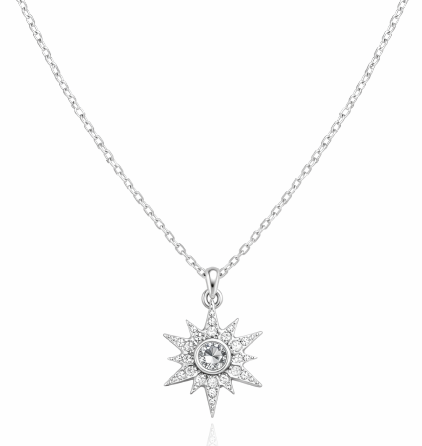 North Star Pendant – Starburst Pave Pendant Necklace