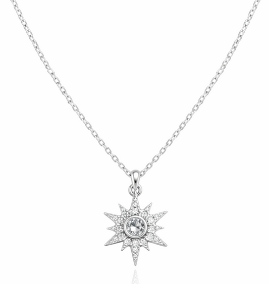 North Star Pendant – Starburst Pave Pendant Necklace