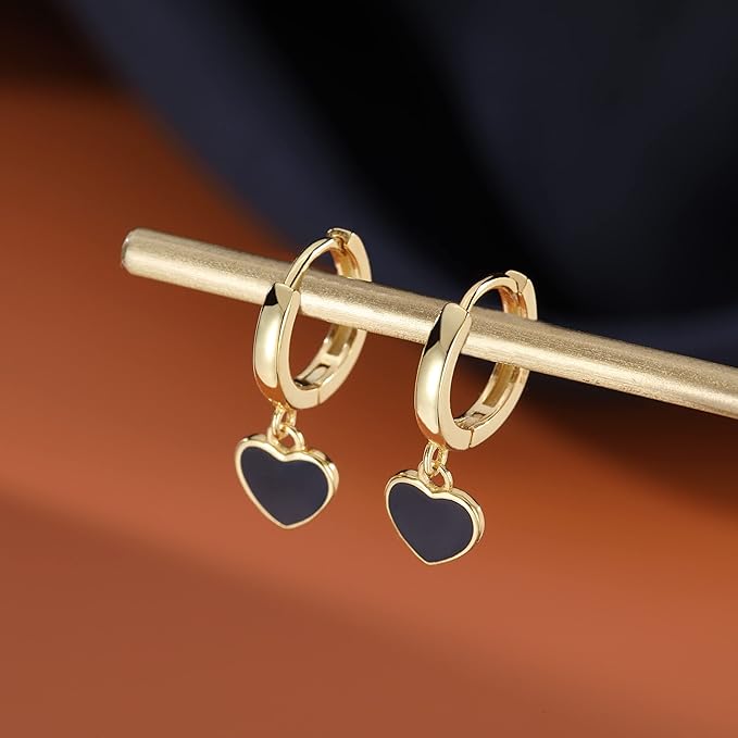 Black Heart Hoop Earring image 2
